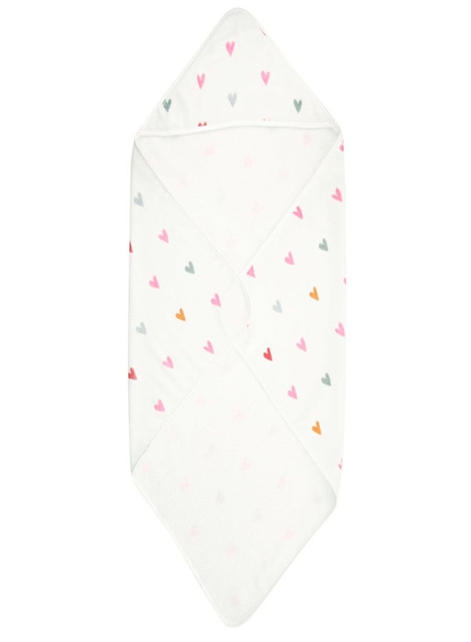 ستيفان بيبي منشفة ستيفان للأطفال بغطاء رأس - قماش تيري قطني مخملي ناعم ومرح 100%، مربعة الشكل 29 بوصة، بنقشة قلوب - Image 1